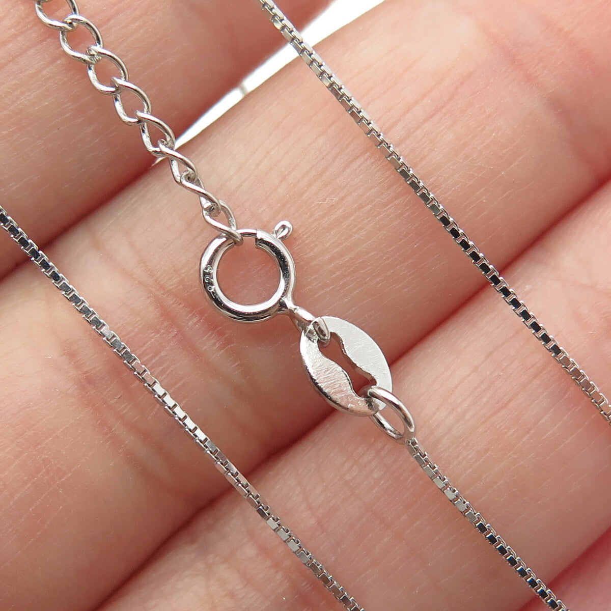 925 Sterling Silver Italy Swarovski Imperial-Crystal Box Chain Necklace 16-18"