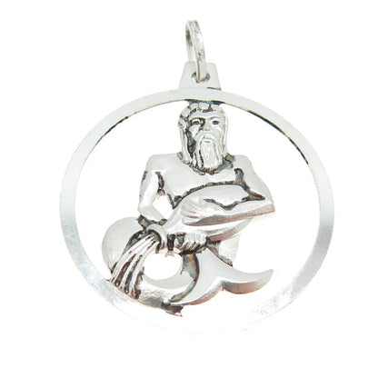 KREMENTZ 925 Sterling Silver Vintage Germany Aquarius Zodiac Sign Pendant