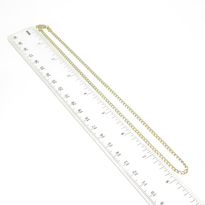 P. LUX 925 Sterling Silver Gold Plated Italy Curb Chain Necklace 16"