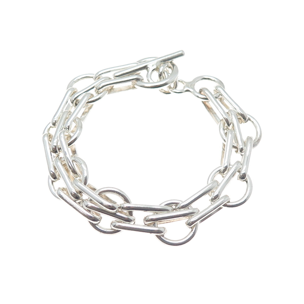 925 Sterling Silver Vintage Modernist Multi-Link Bracelet 7.75"