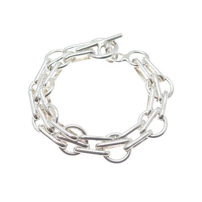 925 Sterling Silver Vintage Modernist Multi-Link Bracelet 7.75"