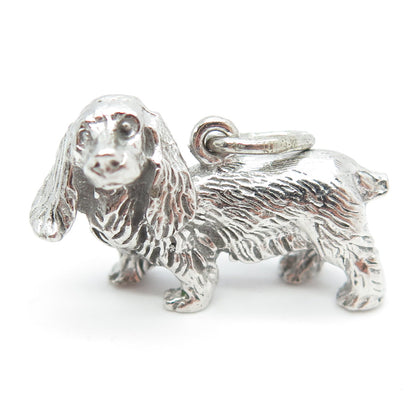 925 Sterling Silver Antique Art Deco King Charles Spaniel Dog 3D Charm Pendant