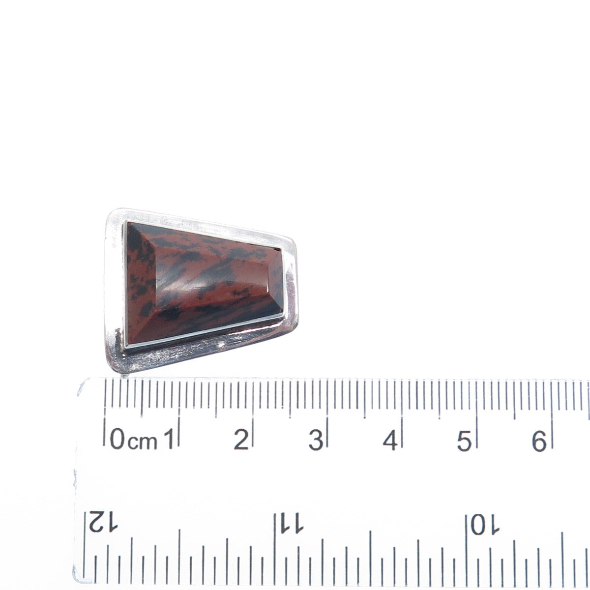 925 Sterling Silver Vintage Real Mahogany Jasper Modernist Slide Pendant