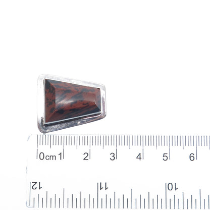 925 Sterling Silver Vintage Real Mahogany Jasper Modernist Slide Pendant