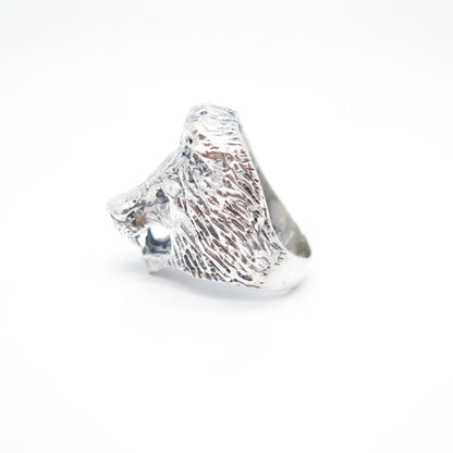 925 Sterling Silver Vintage Lion Ring Size 8.25