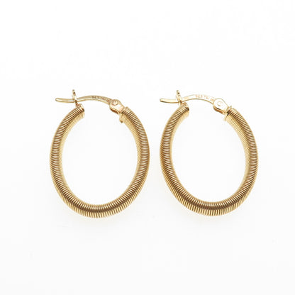 925 Sterling Silver Gold Plated Snake Link Oval Hoop Earrings