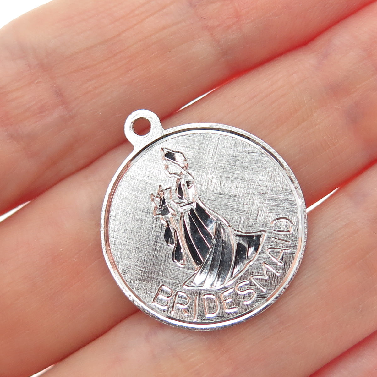 925 Sterling Silver Vintage Engraved Bridesmaid Minimalist Charm Pendant
