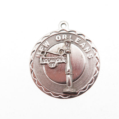 Elco 925 Sterling Silver Vintage Bourbon Street New Orleans Charm Pendant