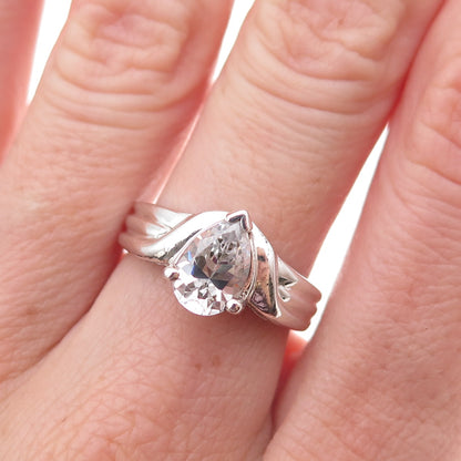 Joseph Demarco 925 Sterling Silver Pear-Cut C Z Ring Size 6.75