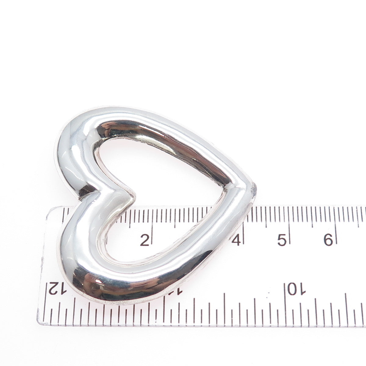 925 Sterling Silver Vintage Open Heart Pin Brooch