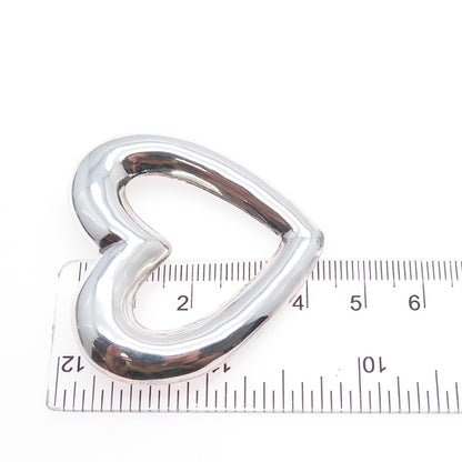 925 Sterling Silver Vintage Open Heart Pin Brooch
