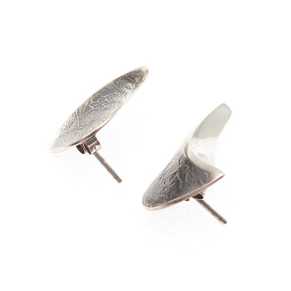 Maria Eleftheriou 925 Sterling Silver Vintage Modernist Petal Oxidized Earrings