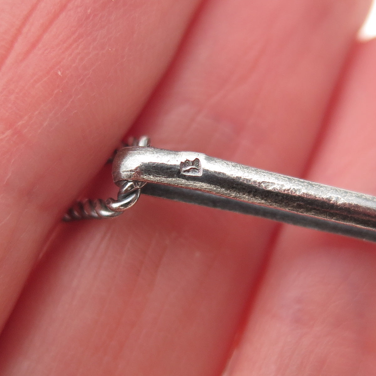 800 Silver Vintage Egypt Paperclip Chain Oxidized Necklace 32" (missing lock)