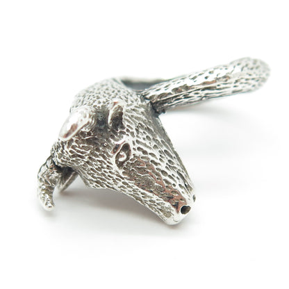 925 Sterling Silver Vintage Bull Head 3D Ring Size 6