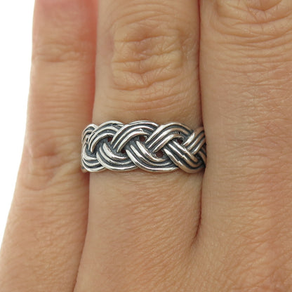 925 Sterling Silver Vintage Wicker Band Ring Size 6.75
