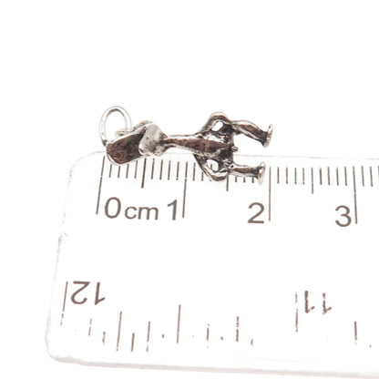 925 Sterling Silver Vintage Daffy Duck Oxidized 3D Mini Charm Pendant