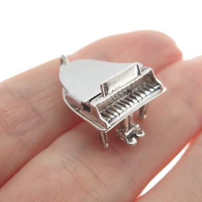 BEAU 925 Sterling Silver Vintage Grand Piano Locket Minimalist 3D Charm Pendant