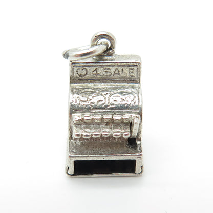 925 Sterling Silver Antique Art Deco Cash Register 3D Charm Pendant