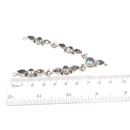 925 Sterling Silver Vintage Real Blue Topaz V-Shape Centerpiece Necklace Part