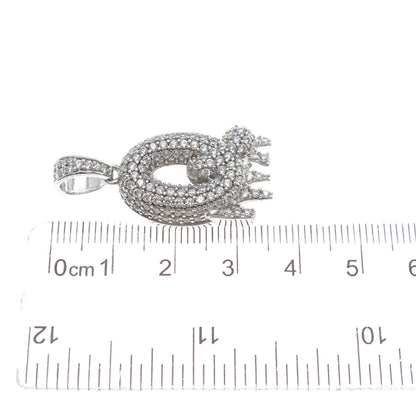 925 Sterling Silver Round-Cut Shaped C Z Letter Q Initial Sparkle Pendant