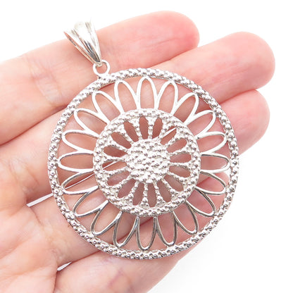 MILOR 925 Sterling Silver Vintage Italy Flower Granulated Pendant