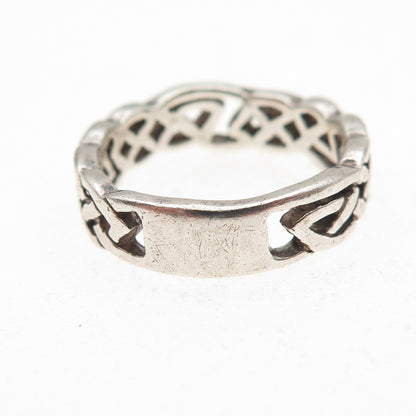 925 Sterling Silver Vintage Dublin Celtic Knot Oxidized Band Ring Size 7
