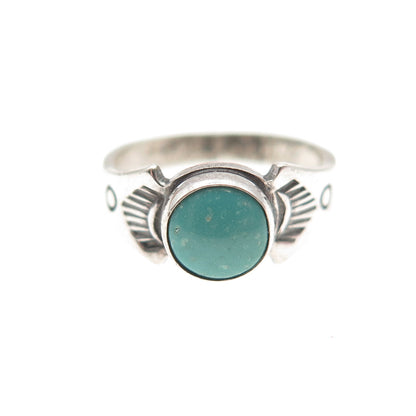 Old Pawn 925 Sterling Silver Vintage Southwestern Turquoise Baby Ring Size 0.5