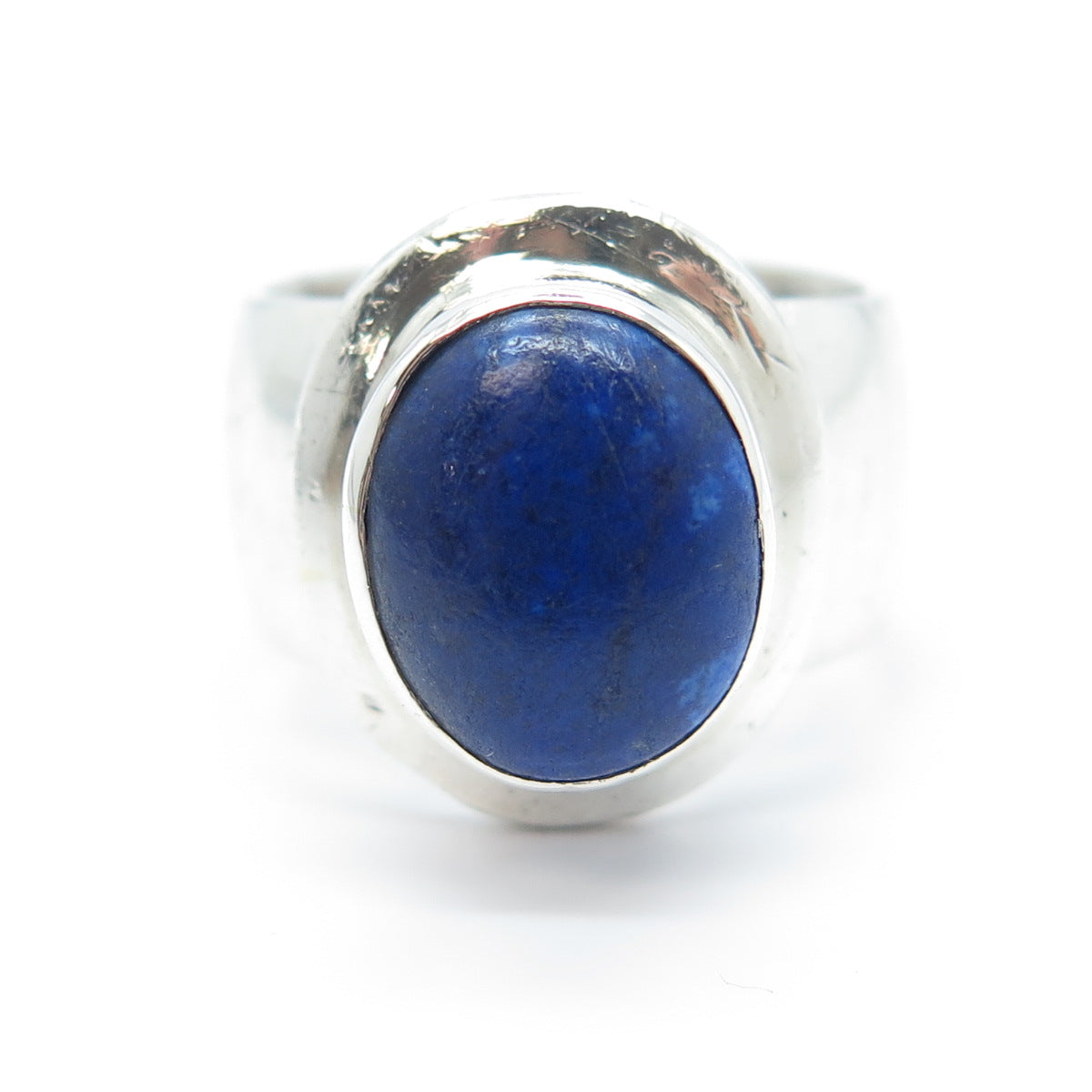 925 Sterling Silver Vintage Real Lapis Lazuli Gemstone Ring Size 8.25