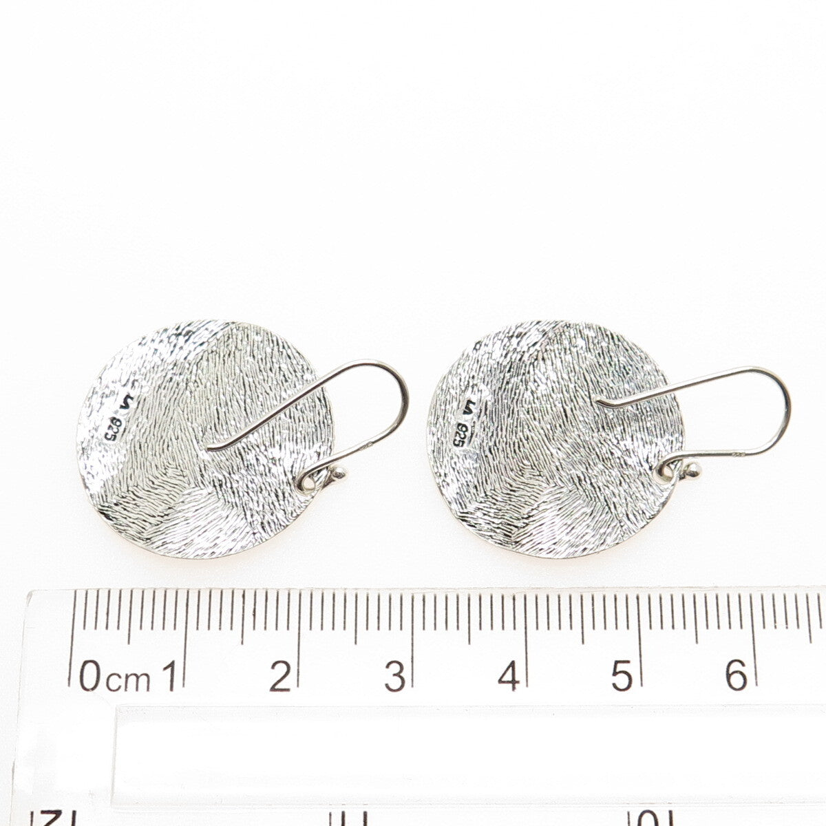925 Sterling Silver Vintage Modernist Disc Dangle Earrings