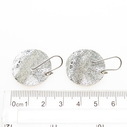 925 Sterling Silver Vintage Modernist Disc Dangle Earrings