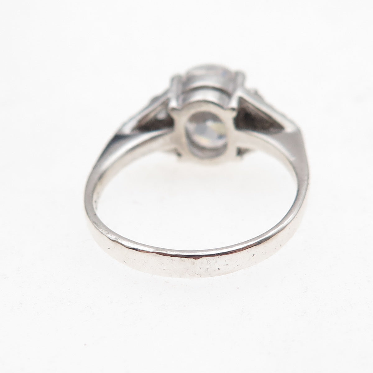 925 Sterling Silver Oval & Round-Cut C Z Engagement Ring Size 6