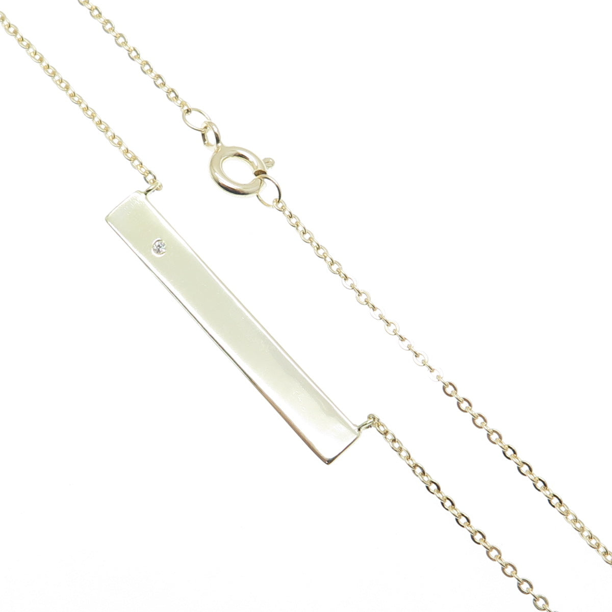 925 Sterling Silver Gold Plated Round-Cut C Z Bar Cable Chain Necklace 18"