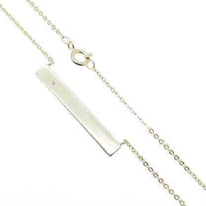 925 Sterling Silver Gold Plated Round-Cut C Z Bar Cable Chain Necklace 18"