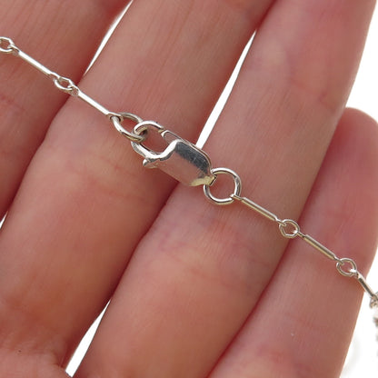 925 Sterling Silver Vintage Modernist Belly Bar Chain Necklace 20"