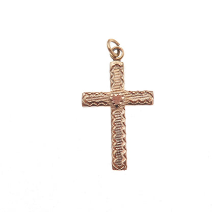 Henry F. Barrows 1/20 12K Gold Filled Antique Art Deco Heart Cross Charm Pendant
