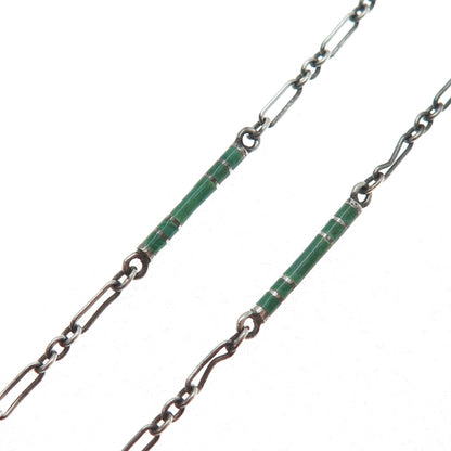 Hallwatch Sterling Antique Enamel Marcasite Swiss 15 Jewels Watch Necklace 24"