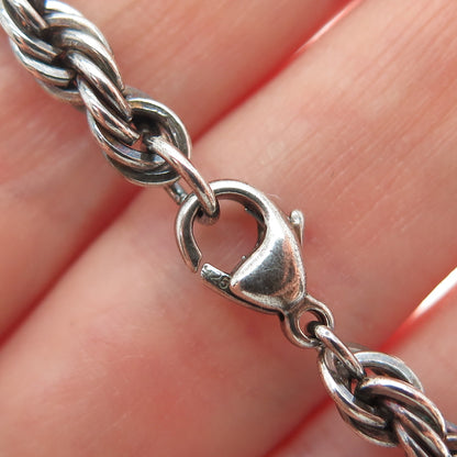 925 Sterling Silver Vintage Oxidized Twisted Rope Link Bracelet 7"