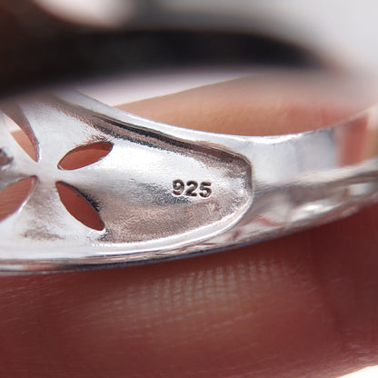 RJ GRAZIANO 925 Sterling Silver Real Round-Cut Diamond Flower Ring Size 10