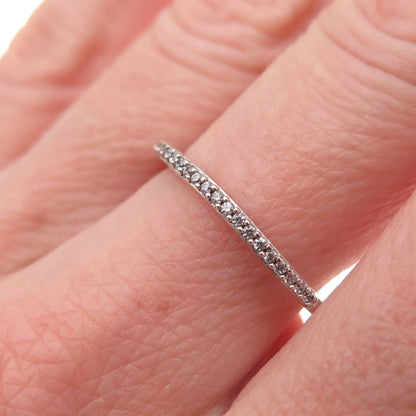 925 Sterling Silver Round-Cut C Z Half Eternity Stackable Band Ring Size 6.75