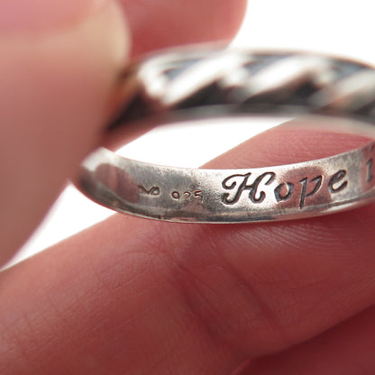 Laurel Elliot Sterling Silver Vintage Hope is The Life of Love Band Ring Size 9