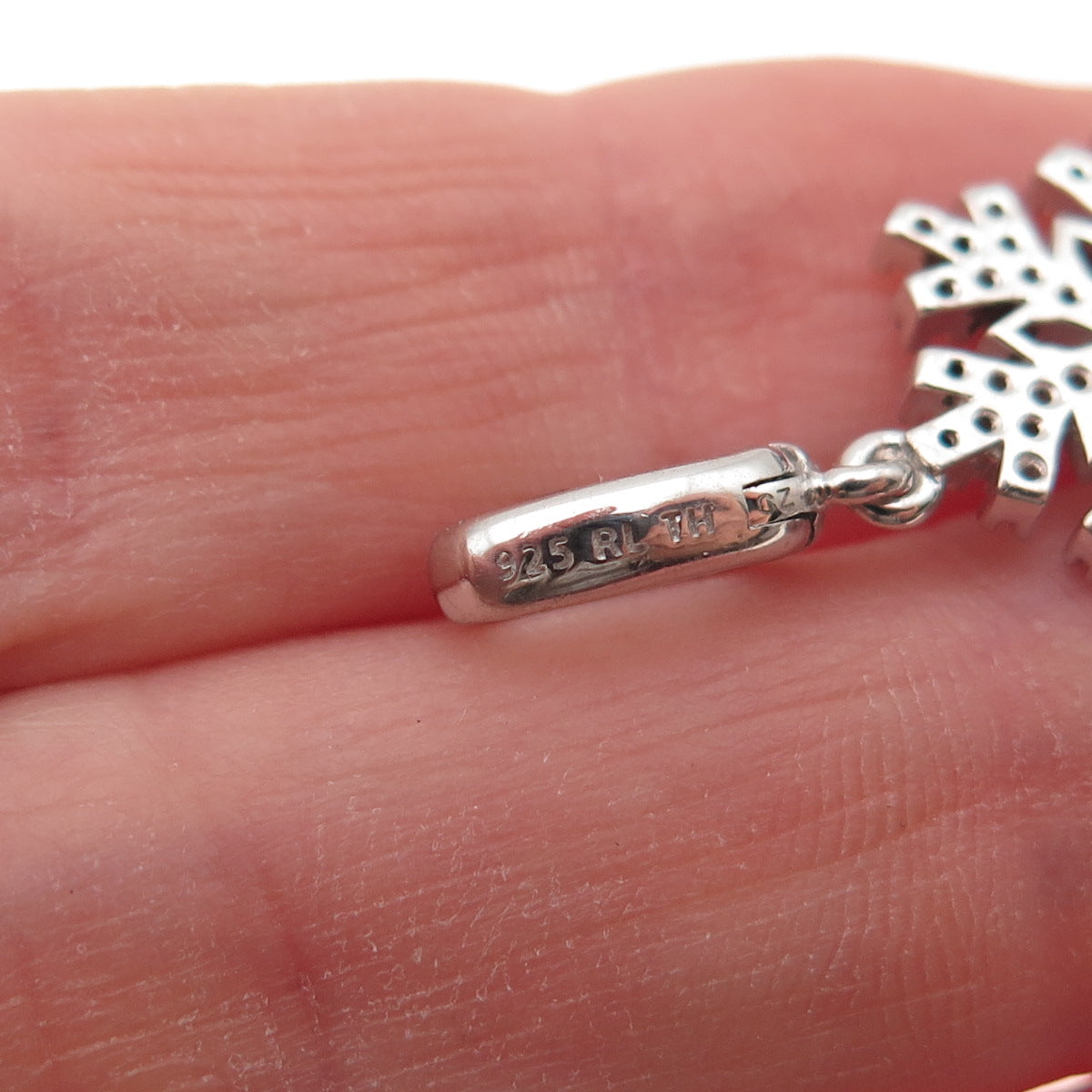 Richline 925 Sterling Silver Blue & White C Z Snowflake Charm Pendant