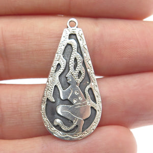 925 Sterling Silver Vintage Tribal Amulet Teardrop Pendant