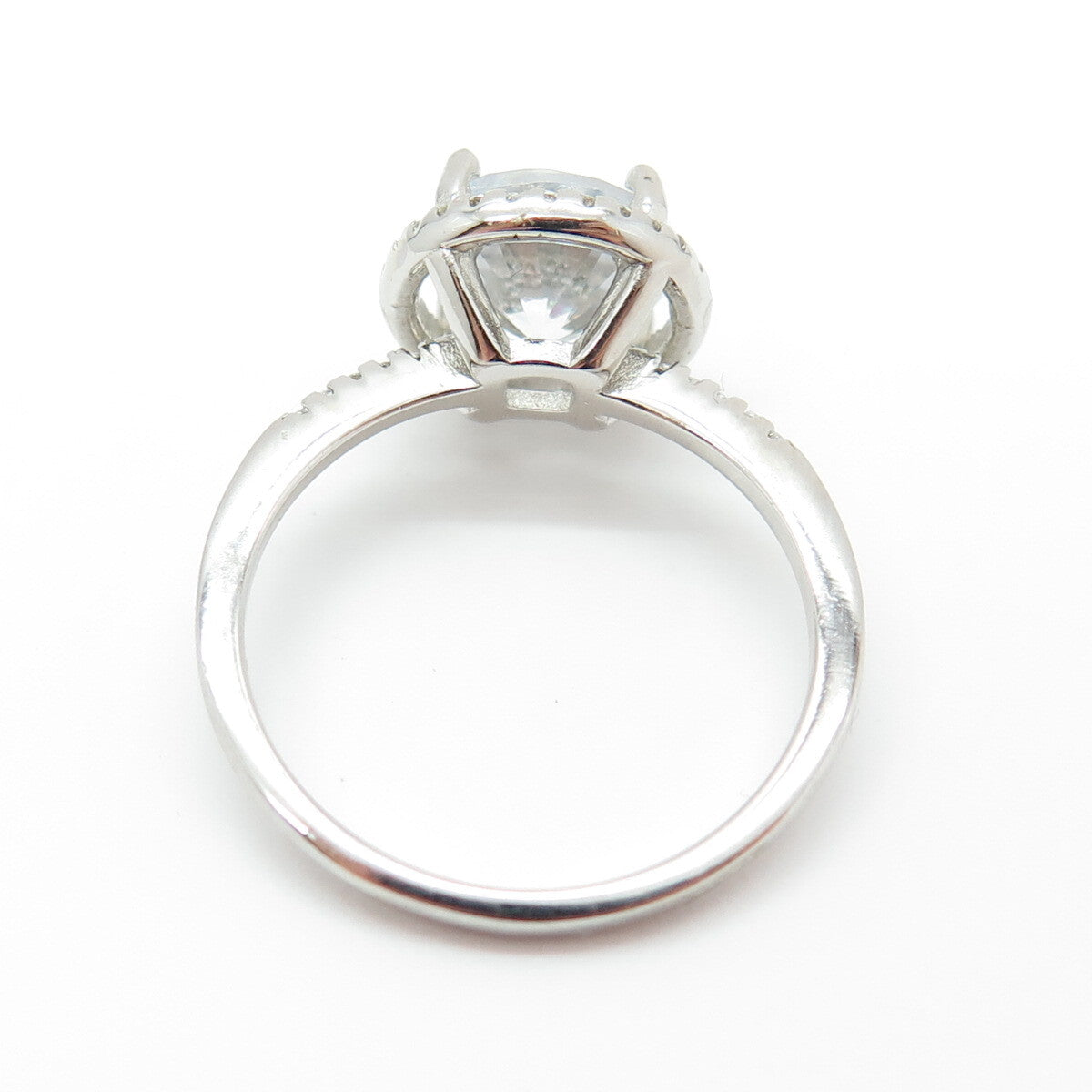 925 Sterling Silver Round-Cut C Z Engagement Ring Size 8
