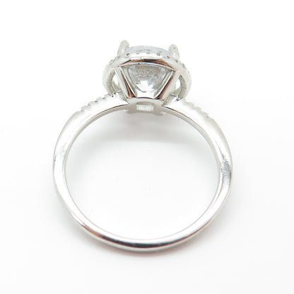 925 Sterling Silver Round-Cut C Z Engagement Ring Size 8