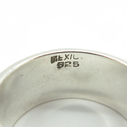 925 Sterling Silver Vintage Mexico Enamel Water Pattern Band Ring Size 10.5