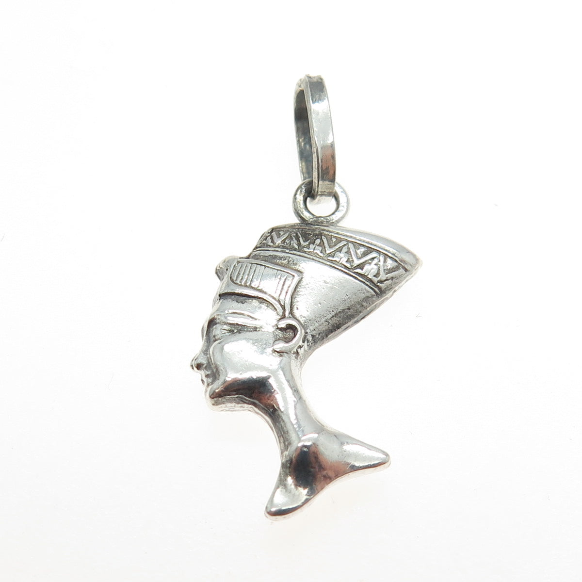 925 Sterling Silver Vintage Nefertiti Egyptian Pharaoh Charm Pendant