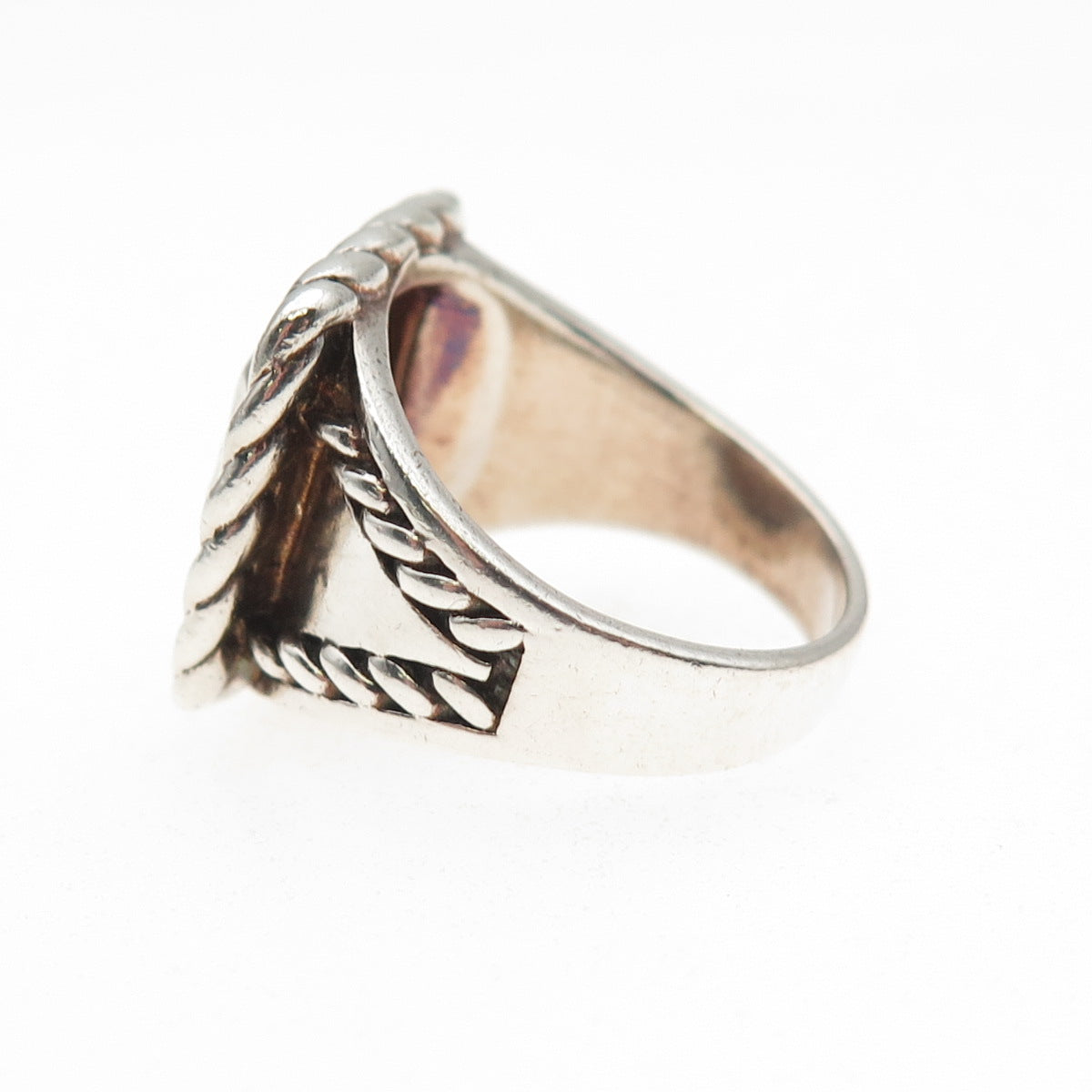 Chapal Zenray 925 Sterling Silver Vintage Modernist Hammered Ring Size 8