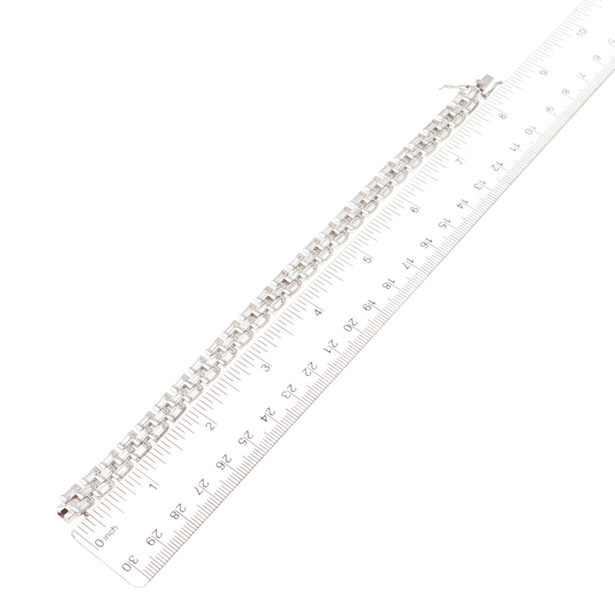 925 Sterling Silver Emerald-Cut C Z Bracelet 8"