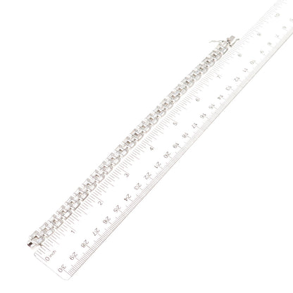 925 Sterling Silver Emerald-Cut C Z Bracelet 8"