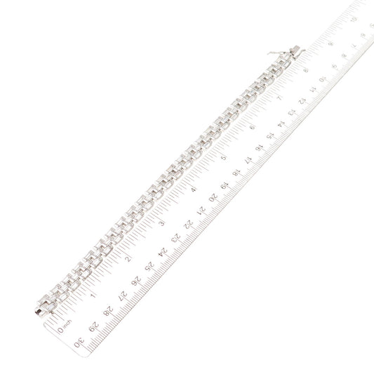 925 Sterling Silver Emerald-Cut C Z Bracelet 8"